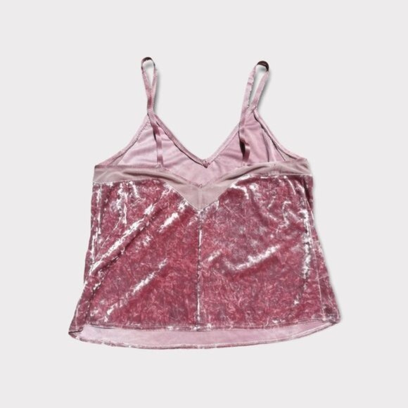 ZARA Crushed Velvet Top Light Pink Mesh Spaghetti Straps Womens Size Medium - Picture 2 of 3